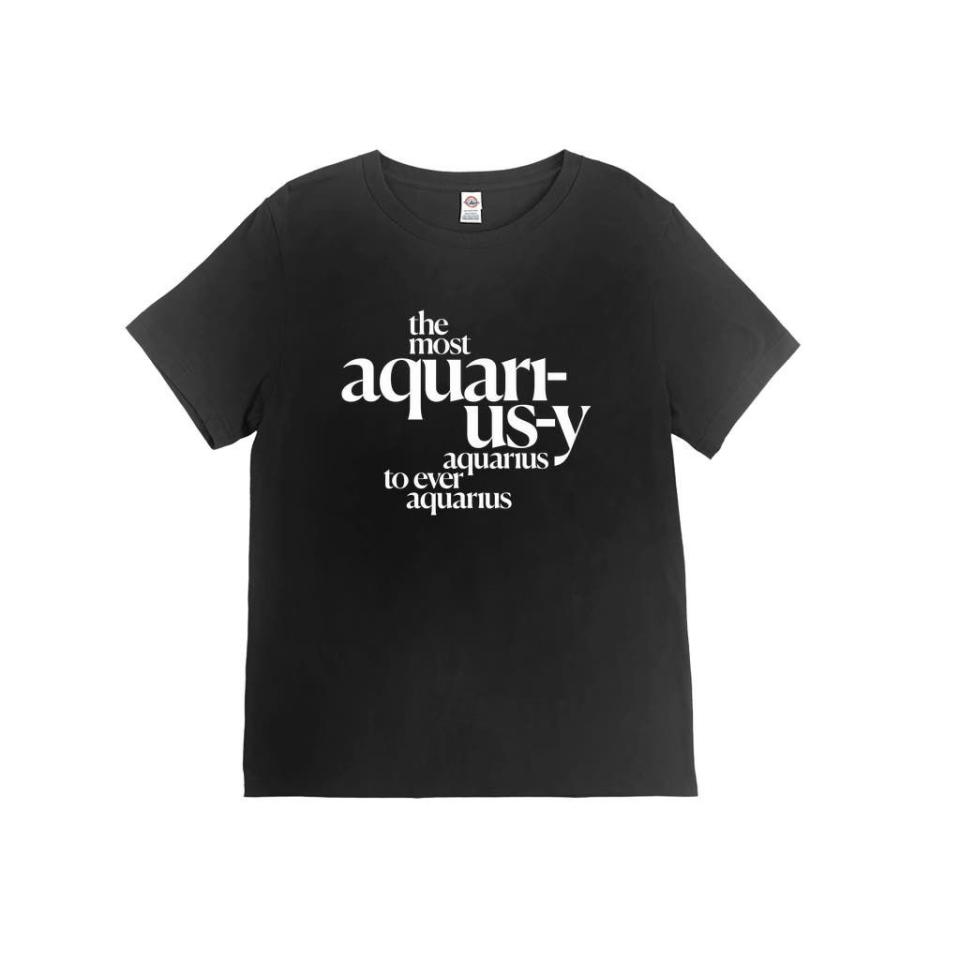 <p>The Most Aquarius-y Aquarius T-Shirt in Black [Brand : Delta]</p><p>cosmopolitan.com</p><p>$25.00</p><p><a href="https://shop.cosmopolitan.com/aquarius-t-shirt.html" rel="nofollow noopener" target="_blank" data-ylk="slk:Shop Now;elm:context_link;itc:0;sec:content-canvas" class="link ">Shop Now</a></p><span class="copyright">cosmopolitan.com</span>