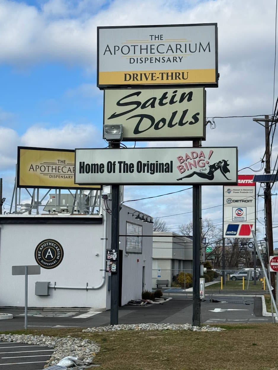 The sign for the Satin Dolls club 