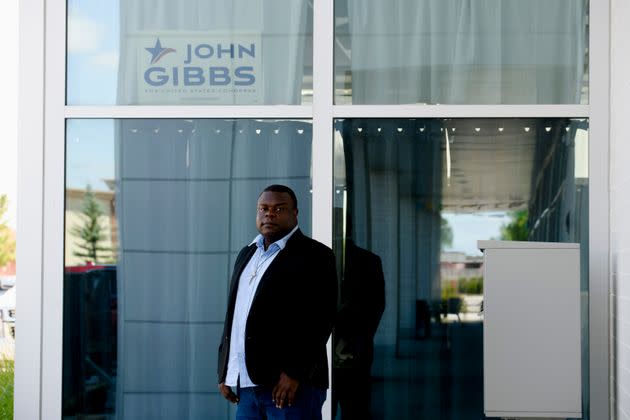 John Gibbs stands outside his campaign headquarters in Byron Center, Michigan, on July 25. Gibbs has limited campaign cash in his bid to primary Meijer, but he has the support of Donald Trump. (Photo: Brittany Greeson for HuffPost)