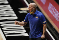 UCLA coach Mick Cronin reacts during the second half of the team's NCAA college basketball game against Pepperdine, Friday, Nov. 27, 2020, in San Diego. (AP Photo/Gregory Bull)