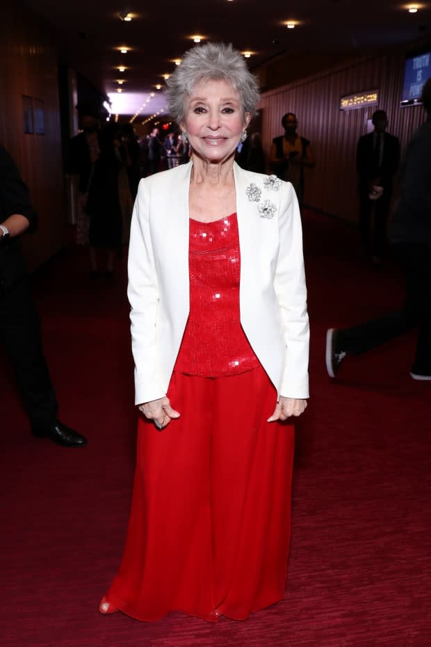 Rita Moreno attends the LDF 34th National Equal Justice Awards Dinner on May 10, 2022, in New York City. She will serve as the narrator of "Beauty and the Beast: A 30th Celebration."<p><a href="https://www.gettyimages.com/detail/1396930988" rel="nofollow noopener" target="_blank" data-ylk="slk:Bennett Raglin/Getty Images;elm:context_link;itc:0;sec:content-canvas" class="link ">Bennett Raglin/Getty Images</a></p>