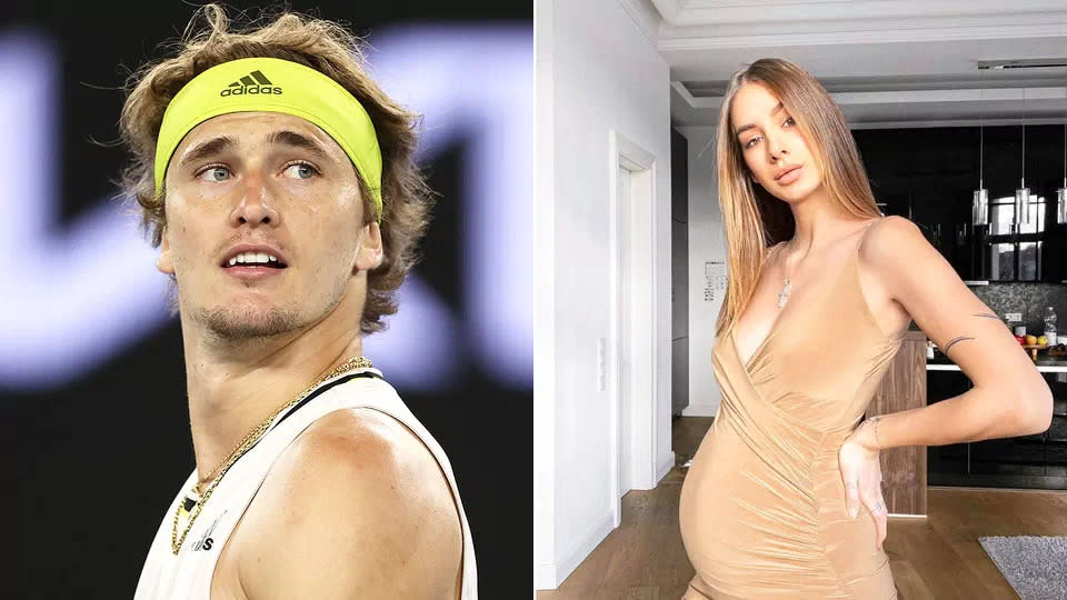 Alexander Zverev and German model Brenda Patea are pictured here in separate shots.