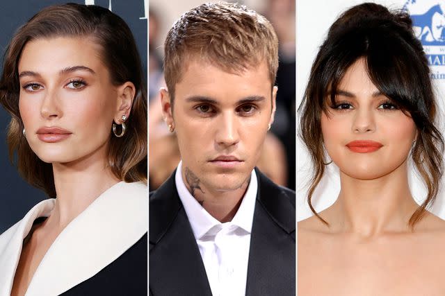 MICHAEL TRAN/AFP via Getty; Dimitrios Kambouris/Getty; Tibrina Hobson/Getty Hailey Bieber, Justin Bieber, Selena Gomez