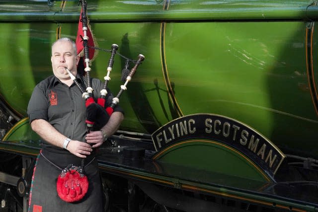 Pipe beside Flying Scotsman