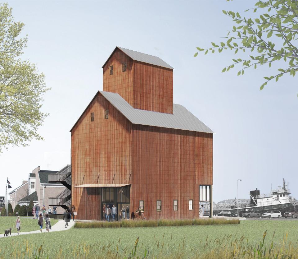 This is an updated rendering of how the Door County Granary, the 123-year-old former Teweles & Brandeis Grain Elevator on Sturgeon Bay's West Side waterfront, is expected to look when it's ready to open as a community events center and free museum later this year.