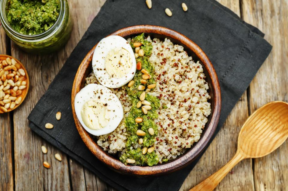 Lunch or dinner: Quinoa pesto egg salad