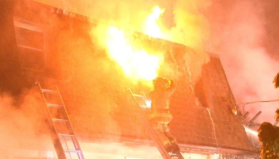 An overnight fire in north Columbus destroyed a home, May 9, 2024. (NBC4/Ronald Clark)