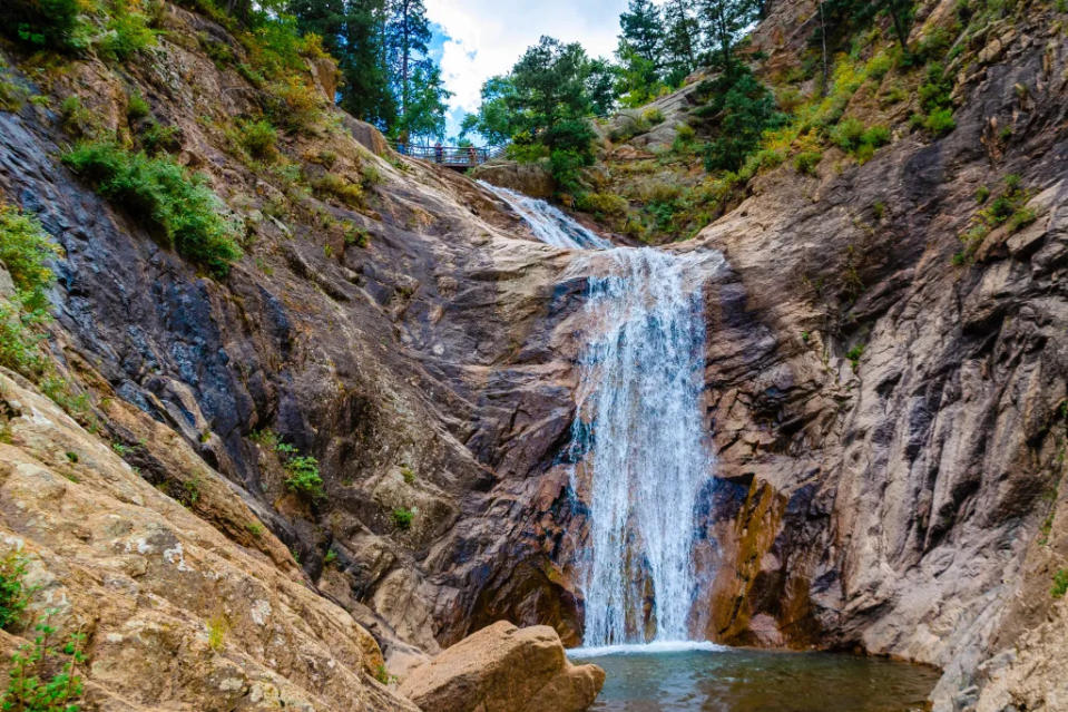 Photograph of seven sisters water fall in Colorado springs via Getty Images