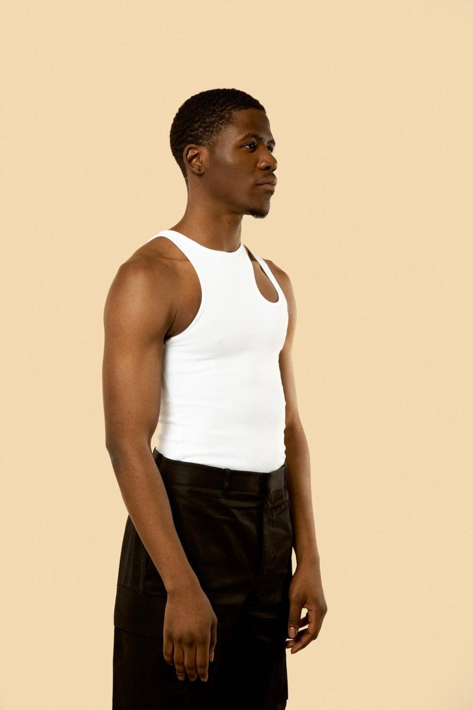 3) White "Romain" Ribbed Tank