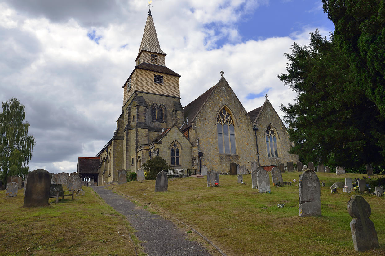 St Nicholas church of England in the village of Godstone, Kent, England.