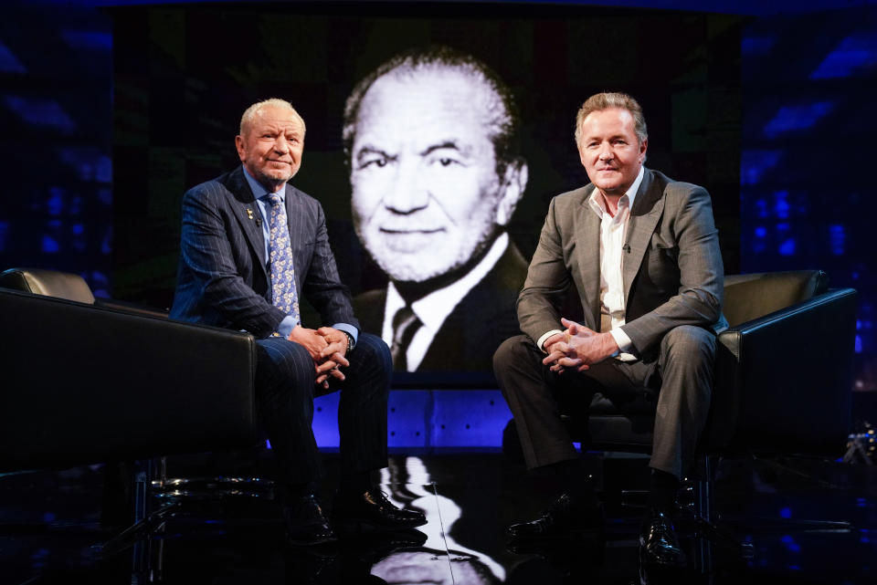 Lord Alan Sugar appears in the latest series of Piers Morgan's Life Stories (Photo: ITV)