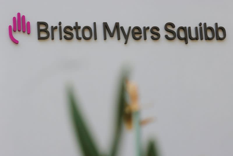 FILE PHOTO: A sign stands outside a Bristol Myers Squibb facility in Cambridge