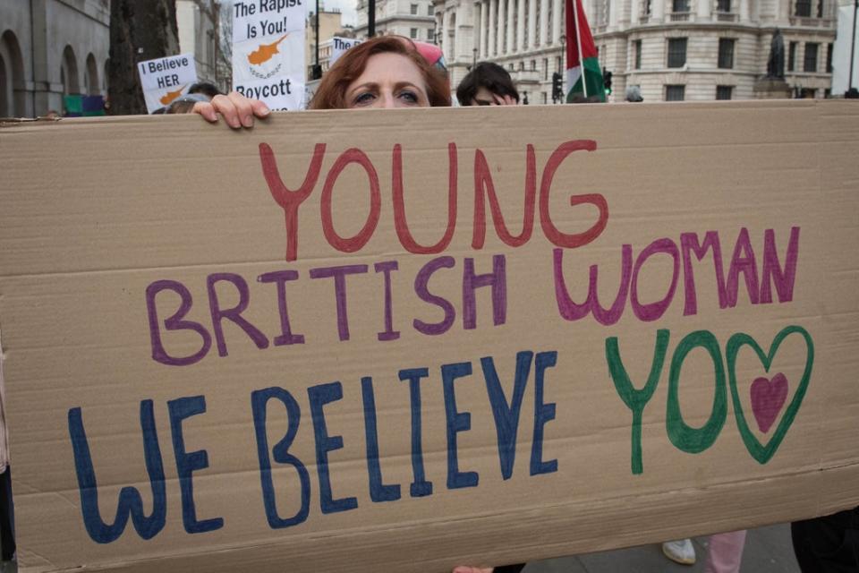 A protest in London in support of the British woman (Stefan Rousseau/PA) (PA Archive)