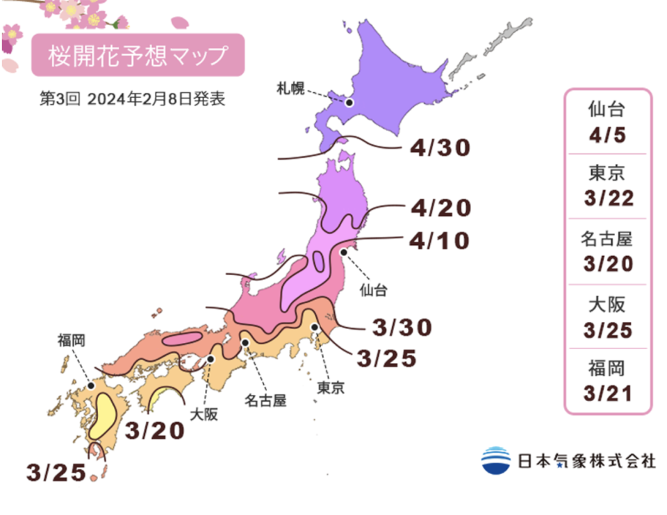 日本櫻花2024｜東京櫻花預想3.17開花！一覽3大日本櫻花預想最新情報＋東京、大阪、名古屋開花/滿開日期