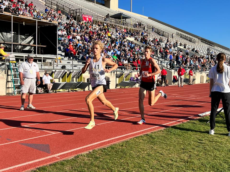 Hayden senior Tanner Newkirk set a PR while running the fifth fastest 3200 time in state history and setting the 4A state meet record.