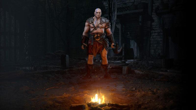 《暗黑破壞神II：獄火重生》PC版單人Technical Alpha測試將於本週末登場，圖為測試角色之一「野蠻人」。（暴雪娛樂提供）