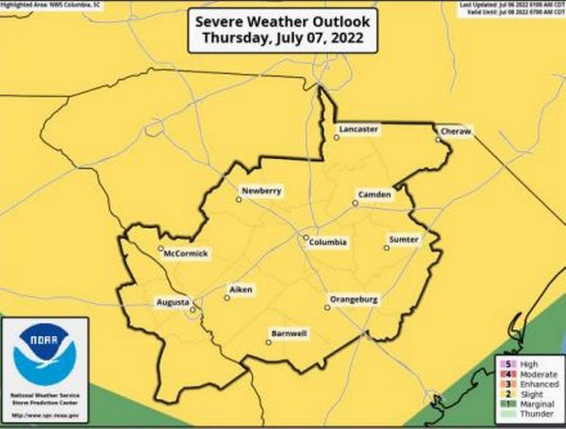 Severe weather is in the forecast for the Midlands, according to the National Weather Service.