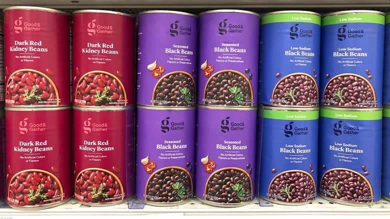 bean cans on shelf