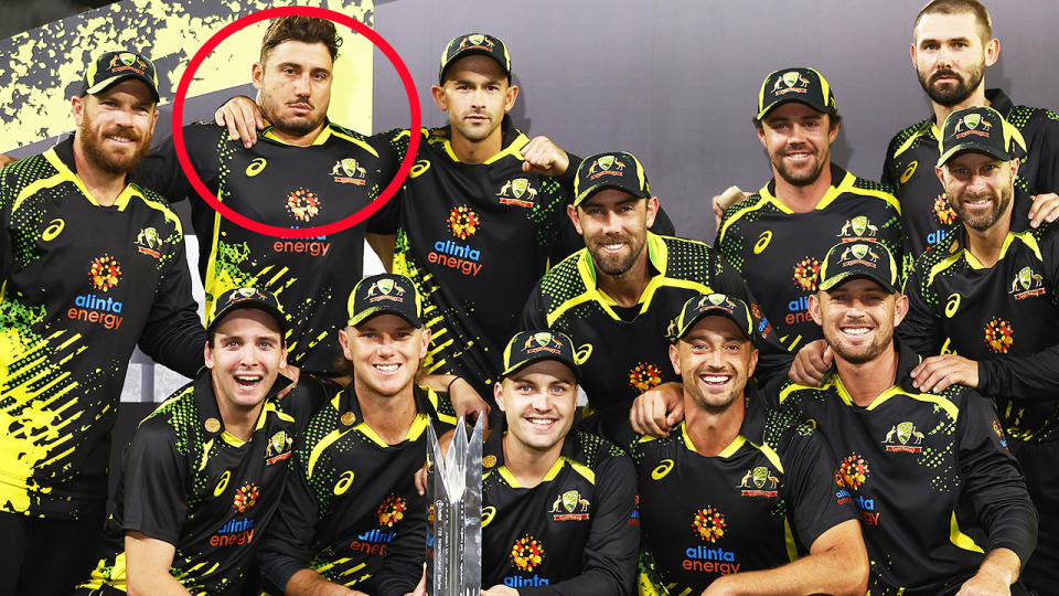 Marcus Stoinis, pictured here looking rather queasy after Australia's T20 series triumph over Sri Lanka.