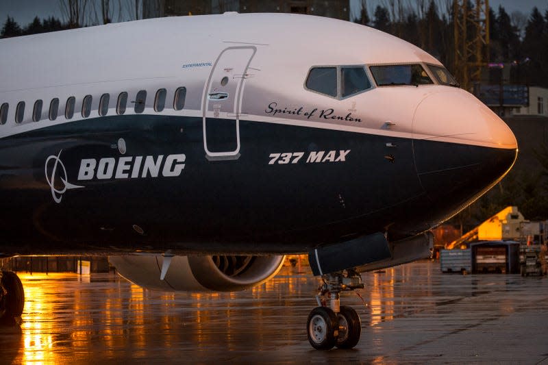The Boeing Co. 737 MAX airplane stands outside the company’s manufacturing facility in Renton, Washington, U.S., on Tuesday, Dec. 8, 2015. Boeing Co.’s latest 737 airliner is gliding through development with little notice, and that may be the plane’s strongest selling point. The single-aisle 737 family is the company’s largest source of profit, and the planemaker stumbled twice earlier this decade with tardy debuts for its wide-body 787 Dreamliner and 747-8 jumbo jet.