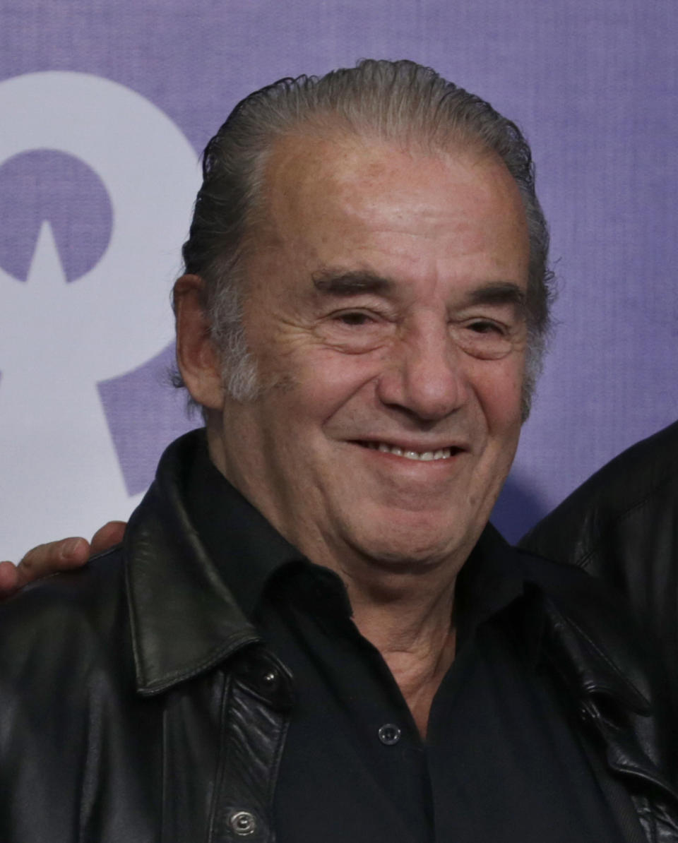 FILE - In this Oct. 26, 2016 file photo, folk singer Oscar Chavez poses attends the Lunas del Auditorio Nacional awards ceremony in Mexico City. The coronavirus has claimed the lives of artists and artisans, writers and actors, musicians and media figures. Chavez died April 30 in a hospital in Mexico City. He was 85. (AP Photo/Marco Ugarte, File)