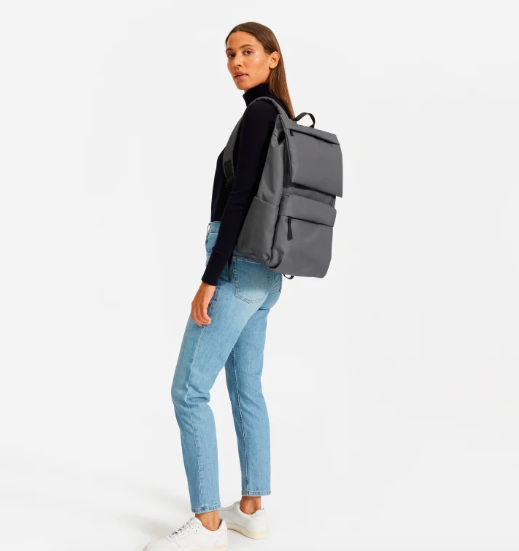 The ReNew Transit Backpack in Dark Gray. Image via Everlane.