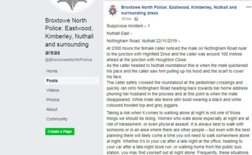 The post on Facebook was accused of 'victim-blaming' (Facebook)