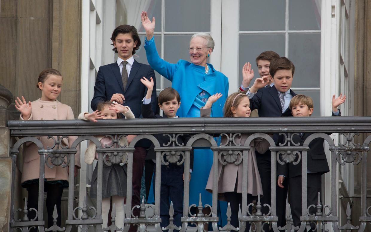 Queen Margrethe II and her grandchildren - Julian Parker/UK Press via Getty Images