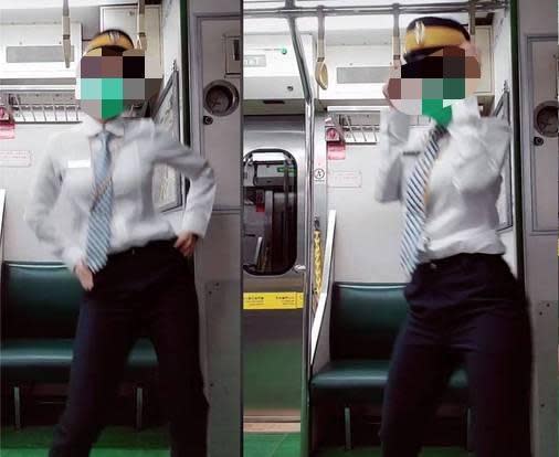 台鐵一名女列車長，利用下班時間拍抖音影片熱舞，瞬間爆紅。（翻攝自TikTok）