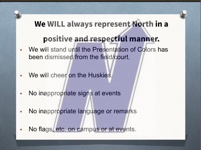 At the beginning of each school year, Edmond Public Schools displays a slideshow explaining the district's rules and expectations for students, including the ban on flags on campus