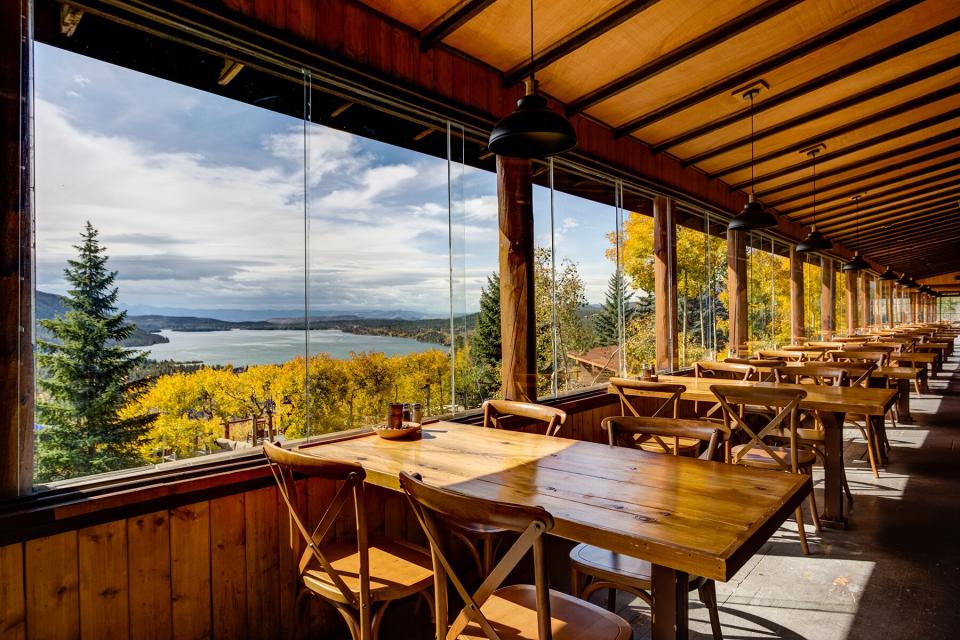 Interior of a dining area at Grand Lake Lodge