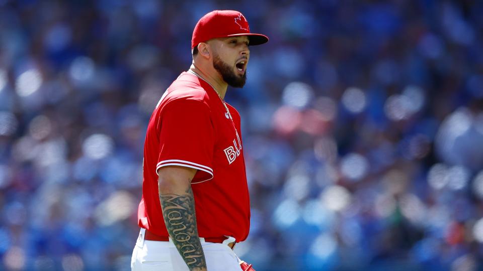 The Blue Jays are used to wearing special apparel to celebrate Canada Day, but the MLB is trying to get some Fourth of July spirit brewing north of the border with their latest apparel. (Getty Images)