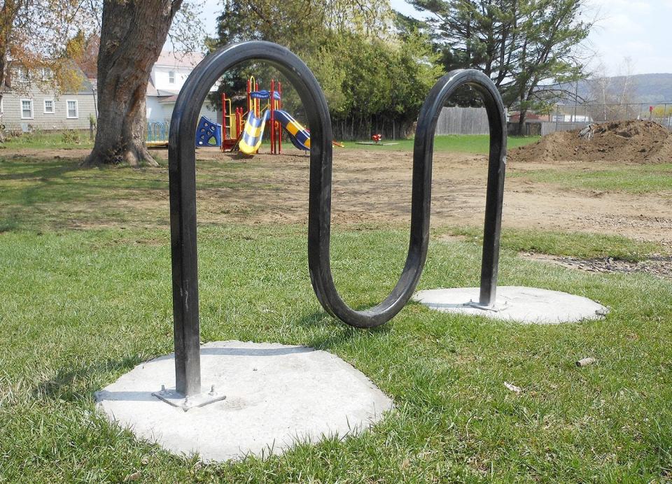 A bicycle rack at Harmon Park in Herkimer. Police Chief Mike Jory of the Herkimer Police Department is urging residents to take better care of their bikes to prevent them from getting lost or stolen.
