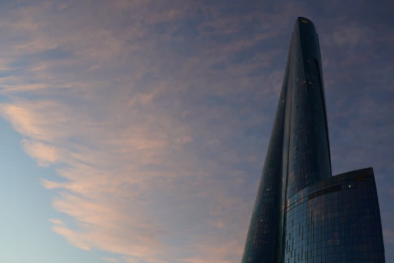 The Crown Sydney skyscraper at sunset in Sydney