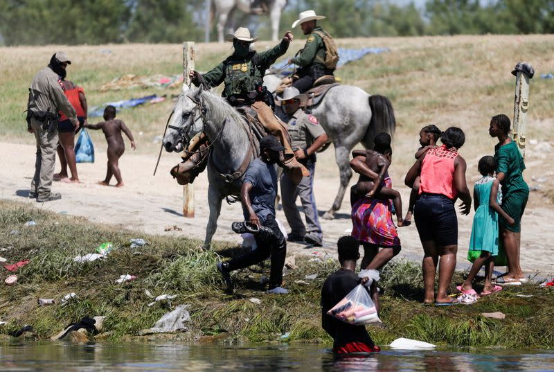 Migrants seeking asylum in the U.S. in Ciudad Acuna, Mexico