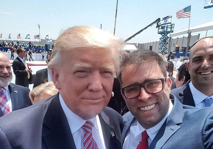 As Netanyahu then sought to hurry Trump down the receiving line of ministers, Oren Hazan, a scandal-plagued member of the Knesset, held up proceedings to demand a selfie with the visiting president: Oren Hazan/Twitter