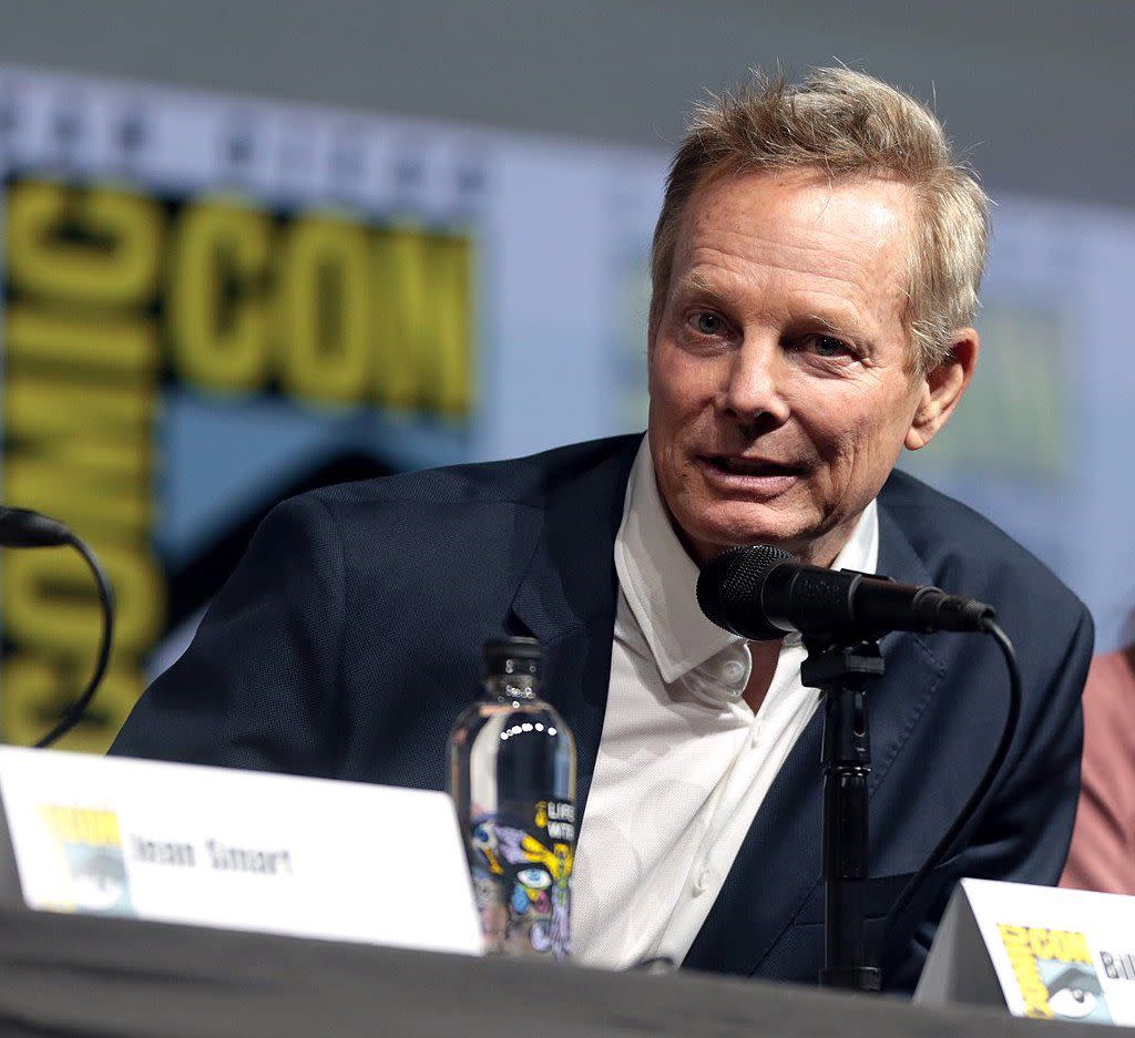 Bill Irwin and Amber Midthunder speaking at the 2018 San Diego Comic Con International, for "Legion", at the San Diego Convention Center in San Diego, California. Please attribute to Gage Skidmore if used elsewhere.