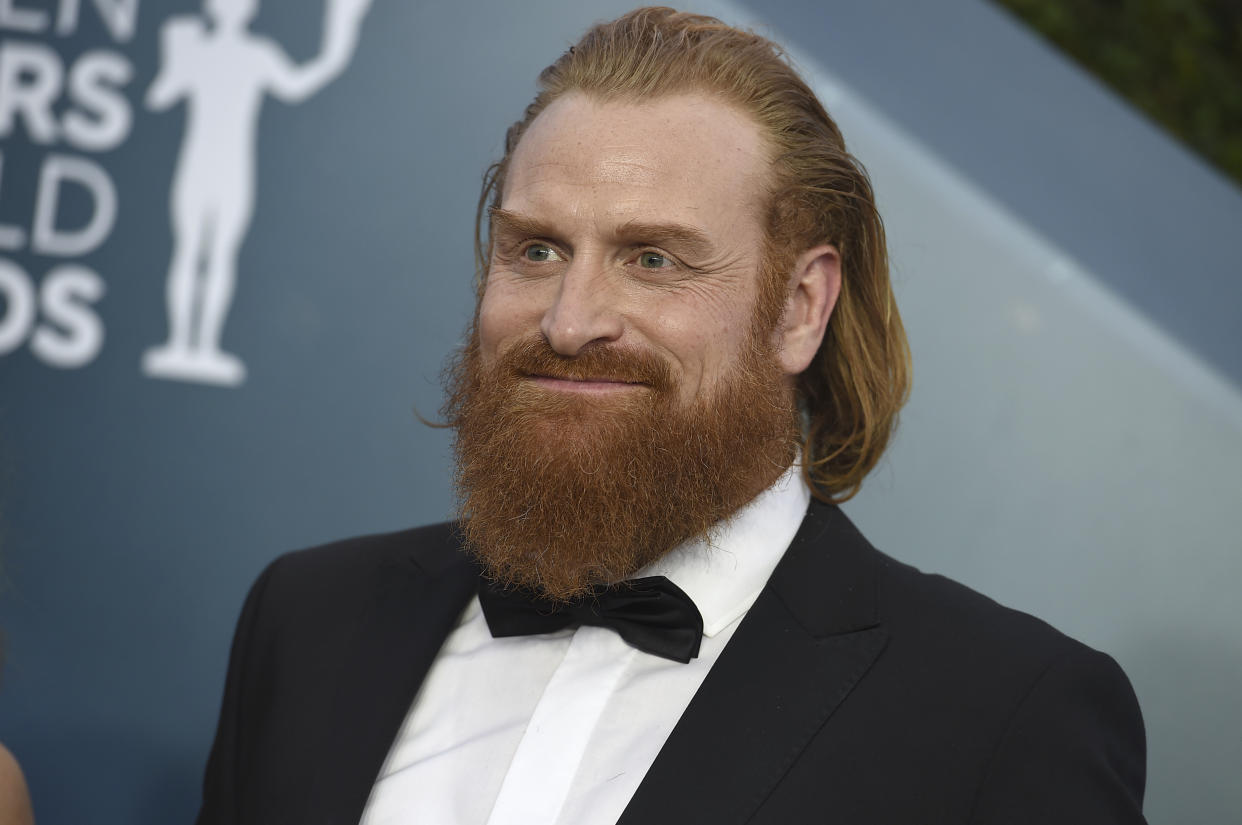 Kristofer Hivju arrives at the 26th annual Screen Actors Guild Awards at the Shrine Auditorium & Expo Hall on Sunday, Jan. 19, 2020, in Los Angeles. (Photo by Jordan Strauss/Invision/AP)