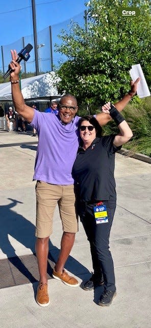 Lewis Johnson with Cincinnati Bearcats track and field head coach Susan Seaton