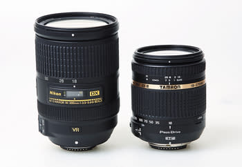 18mm時就已經可以見到，Nikon與Tamron兩支鏡頭的體積分野。