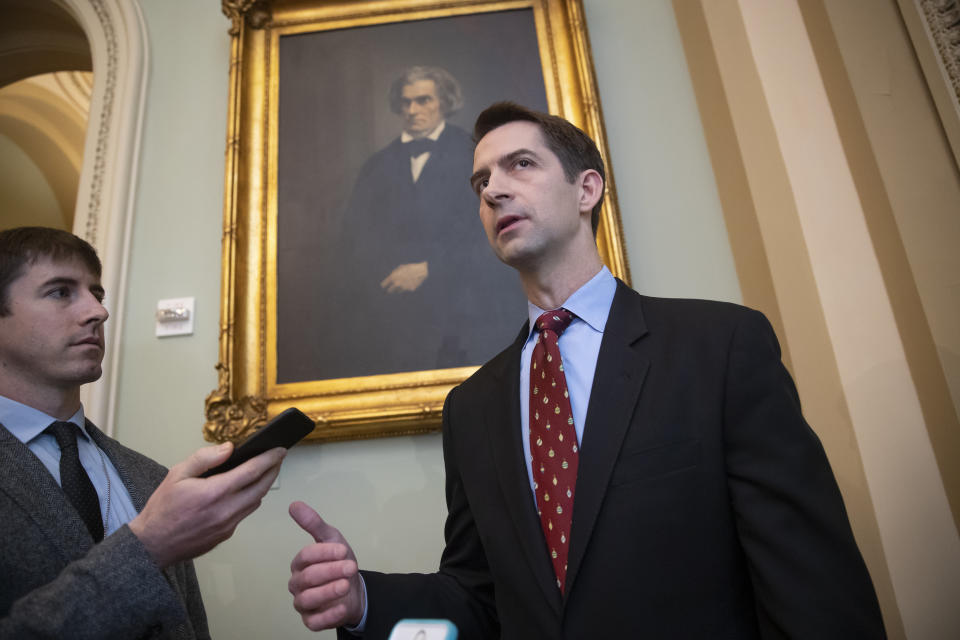 Sen.&nbsp;Cotton is doing everything he can to sour Republicans on the legislation. (Photo: ASSOCIATED PRESS)