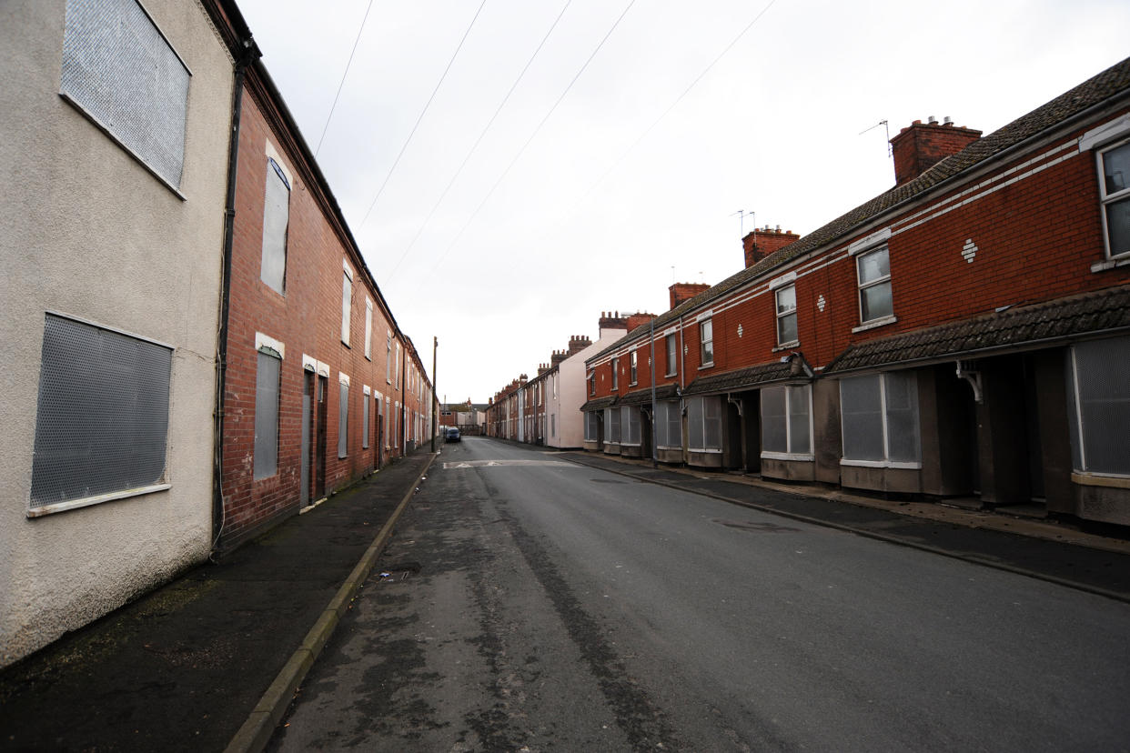 A row of empty houses