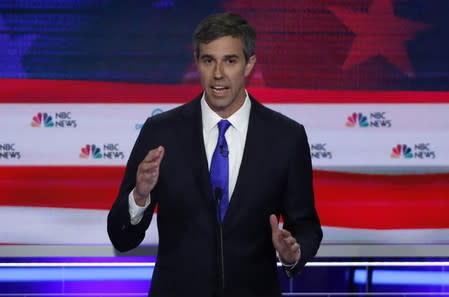 Former U.S. Rep. Beto O'Rourke speaks at the first U.S. 2020 presidential election Democratic candidates debate in Miami, Florida, U.S.,