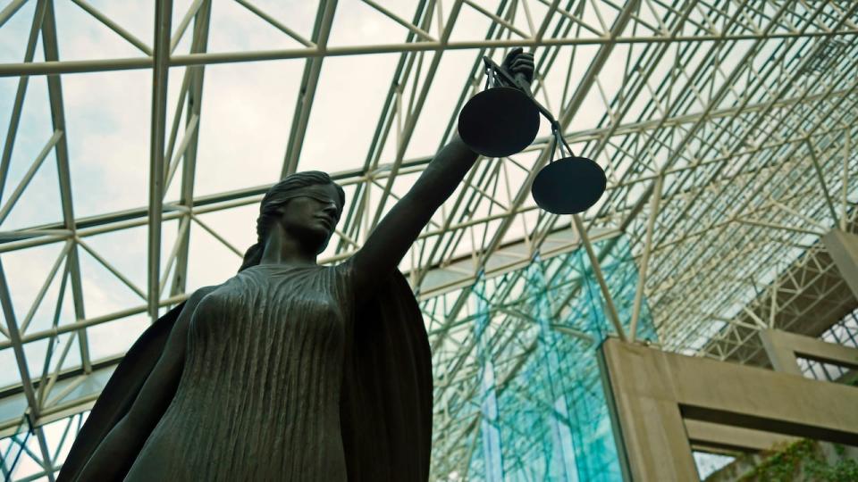 The statue of Themis, Goddess of Justice resides in the atrium of the Supreme Court. 