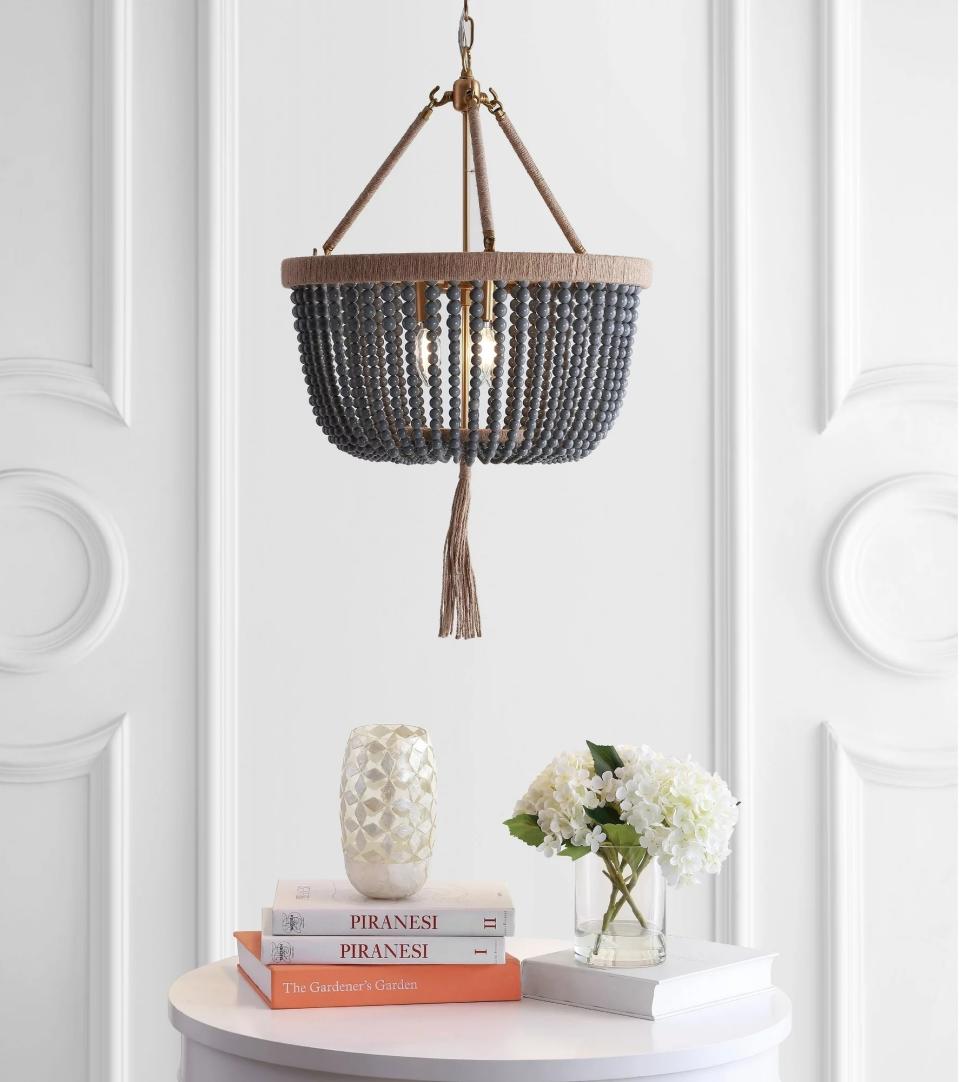 brown beaded pendant chandelier