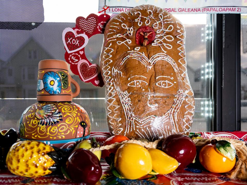 Fresh pan de muerto (bread of the dead), a traditional Mexican sweet bread that's commonly made during Day of the Dead (Día de los Muertos), at La Casa Del Pan bakery on Oct. 23, 2023.