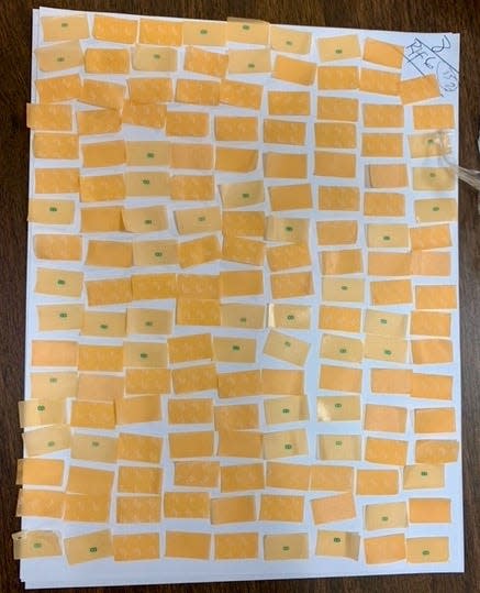 Suboxone is often smuggled in strips like these.  Three former Bucks County inmates have been accused of smuggling in the drug in the seams of envelopes.