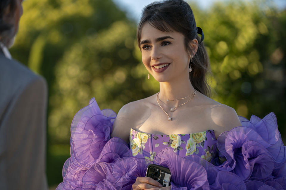 Lily Collins as Emily in episode 306 of Emily in Paris. (Stéphanie Branchu/Netflix)