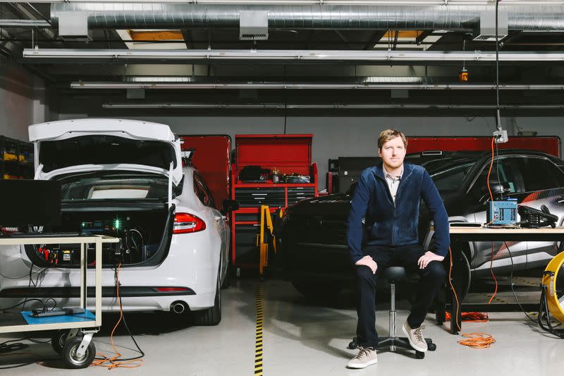 Luminar Technologies, Inc. Chief Executive Austin Russell poses for a photo at the self-driving car sensor maker's facility in Palo Alto