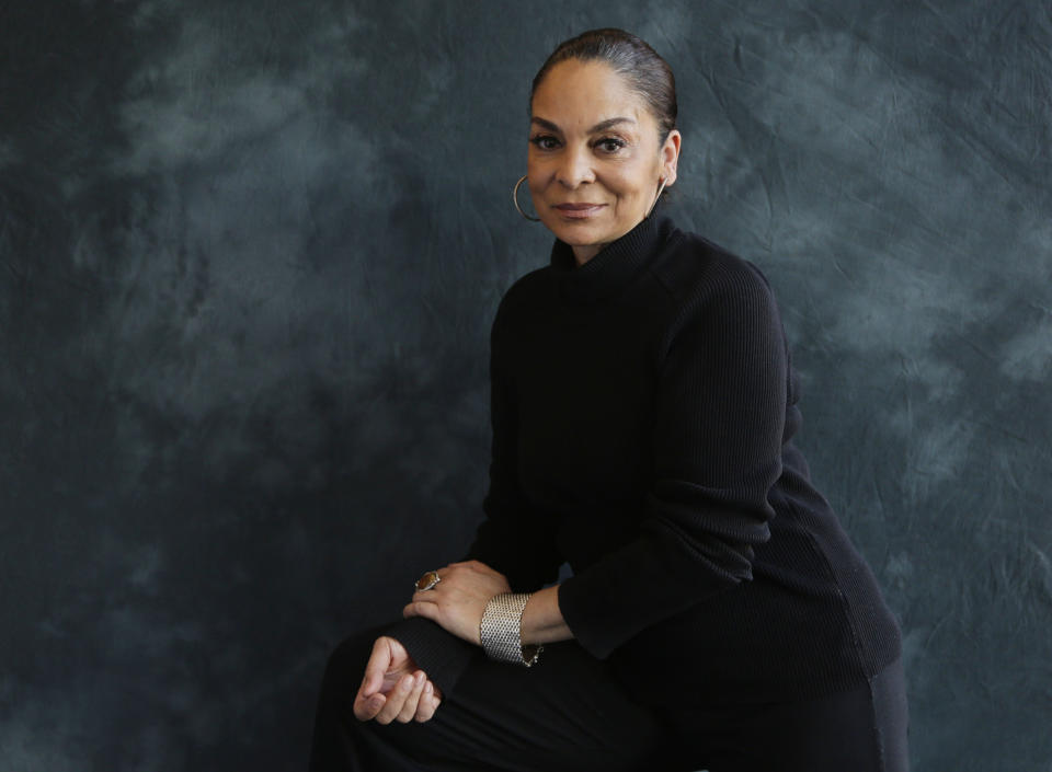 This Jan. 19, 2017, photo shows actress Jasmine Guy in New York to promote her BET drama "The Quad." The series premieres Wednesday, Feb. 1. (AP Photo/Peter Morgan)
